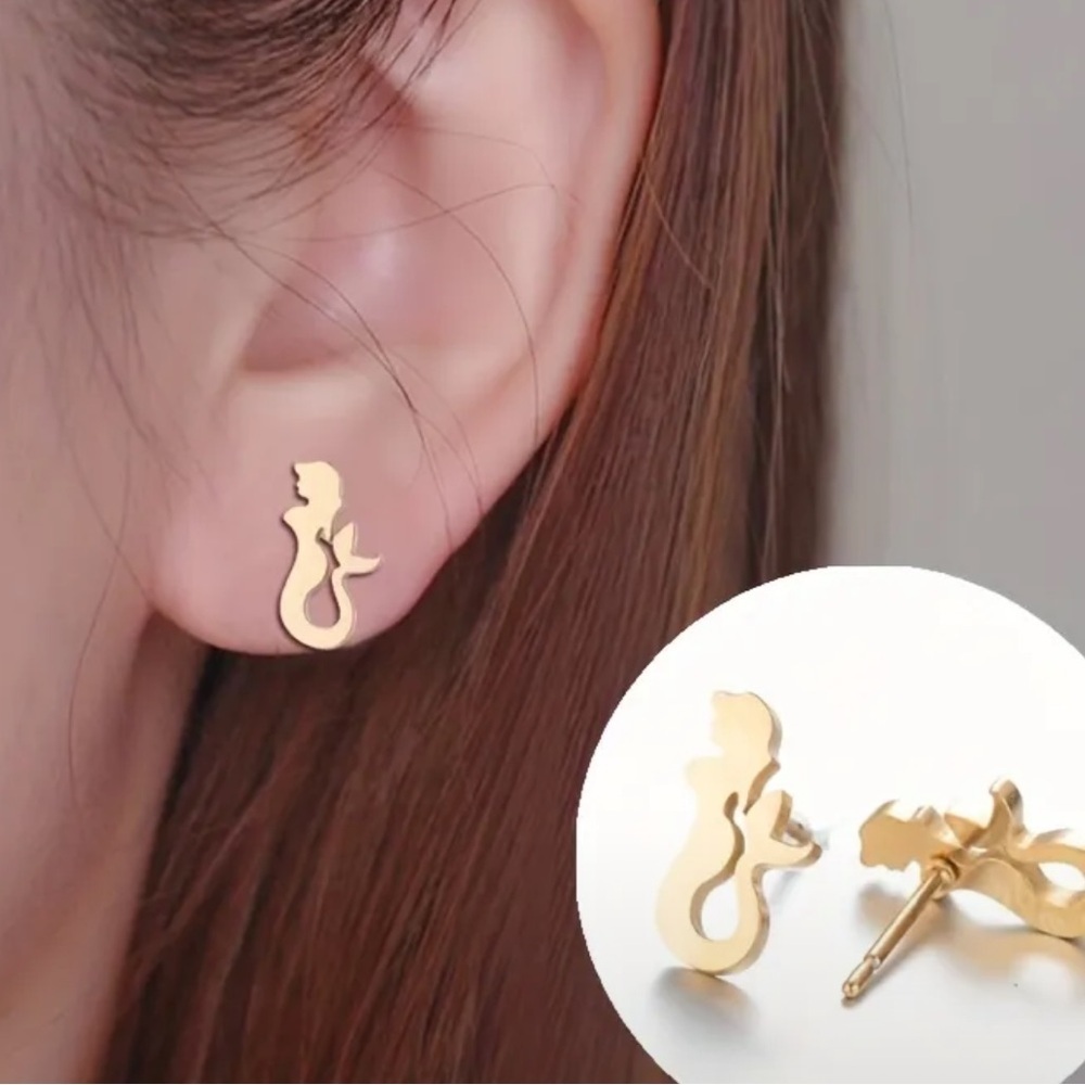 Mermaid Earrings stainless steel stud. Various colour options available.